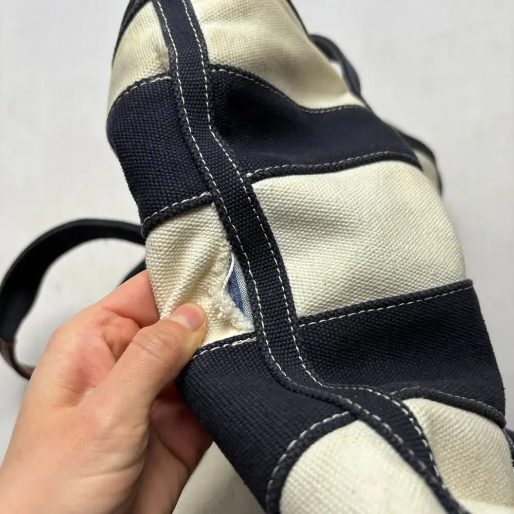 J Crew Striped Zip Canvas Boat & Tote Grocery bag 17x21